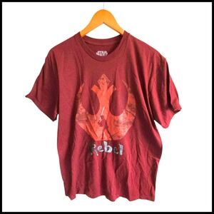 Star Wars‎ Rebel Graphic T-Shirt Burgundy Red Cotton Blend Large